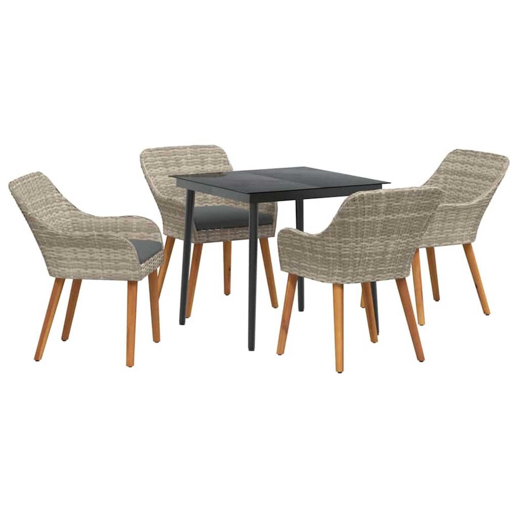 vidaXL Σετ τραπεζαρίας 5 pcs Ανοιχτό γκρι Πολυ ράταν