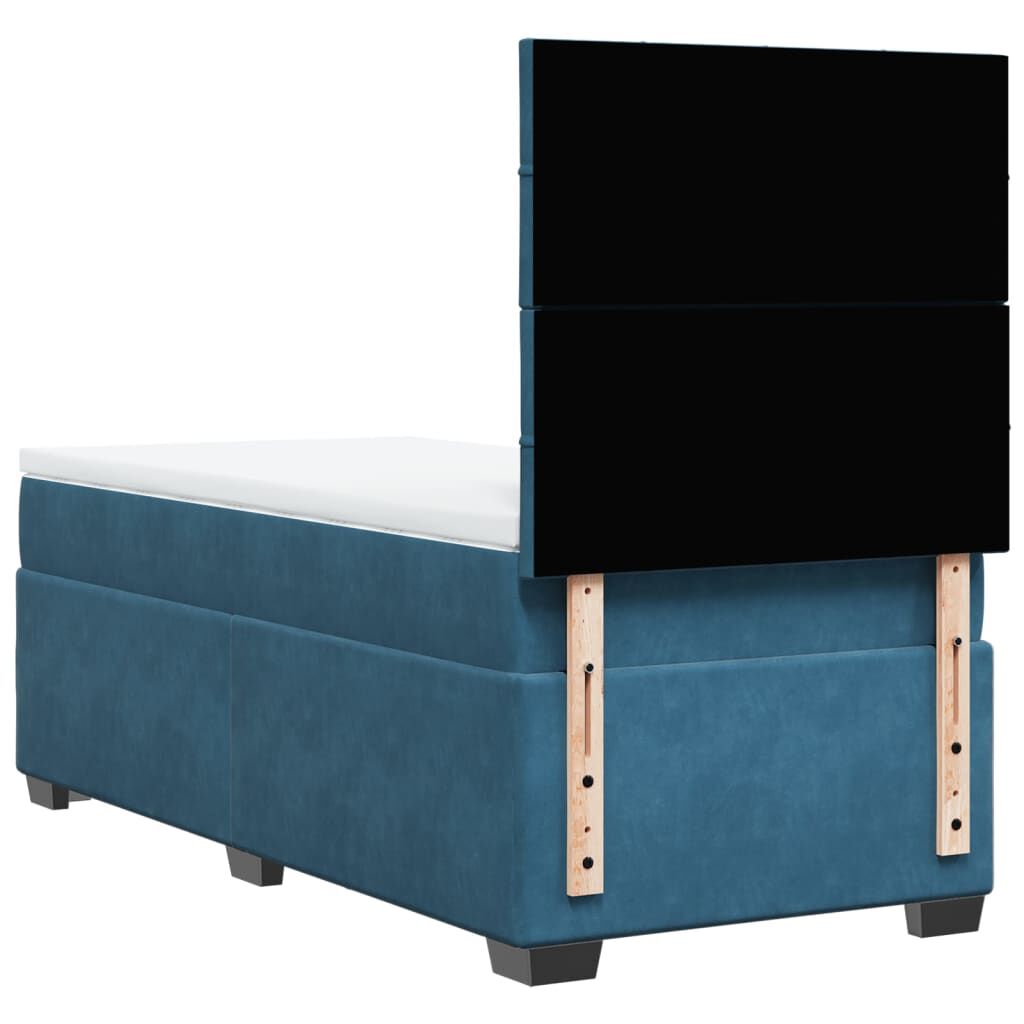 vidaXL Κρεβάτι Boxspring με Στρώμα Μπλε 80 x 200 εκ. Βελούδινο