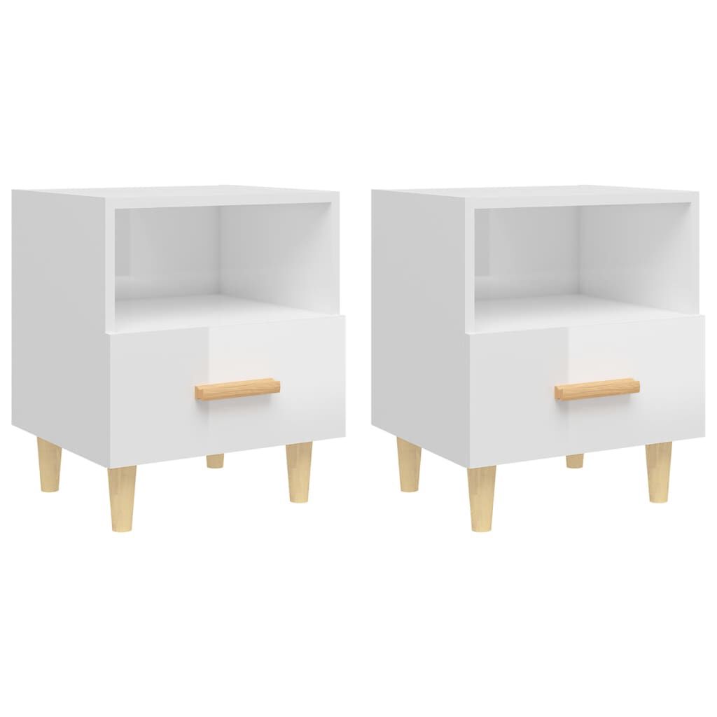 vidaXL Κομοδίνα 2 τεμ. Γυαλιστερό Λευκό 40 x 35 x 47 εκ.
