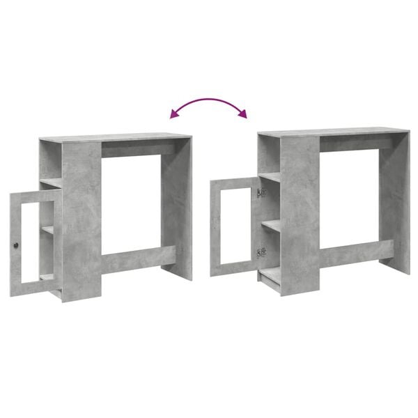 vidaXL Τραπέζι Μπαρ με Ράφια Γκρι Σκυρ. 101x40x103,5 εκ Επεξεργ. Ξύλο