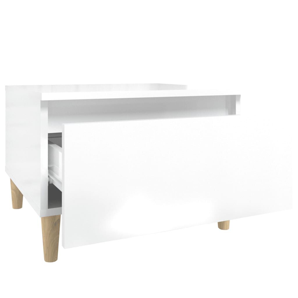 vidaXL Βοηθητικά Τραπέζια 2 τεμ. Γυαλ.Λευκό 50x46x35 εκ. Επεξ. Ξύλο