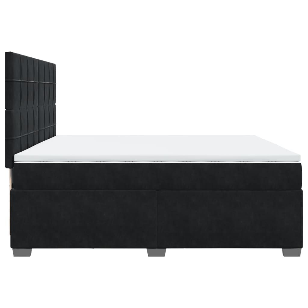 vidaXL Κρεβάτι Boxspring με Στρώμα Μαύρο 200x200 εκ. Βελούδινο