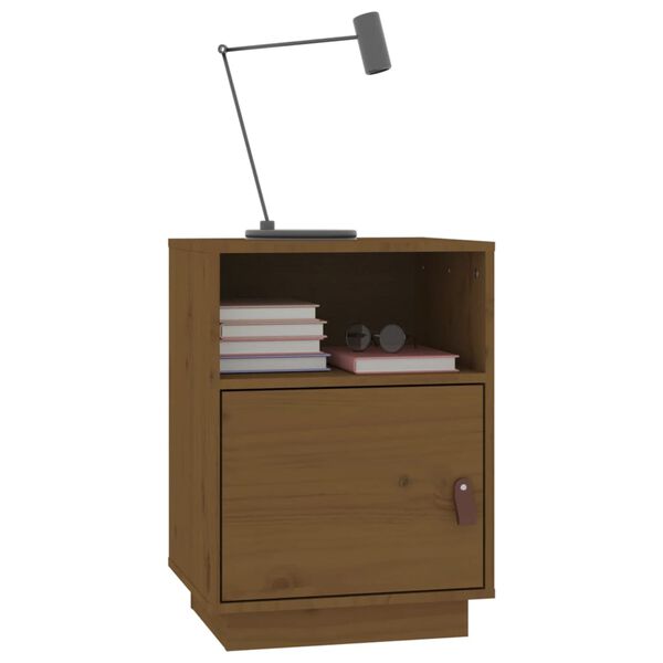 vidaXL Κομοδίνο Καφέ Μελί 40x34x55εκ. από Μασίφ Ξύλο Πεύκου