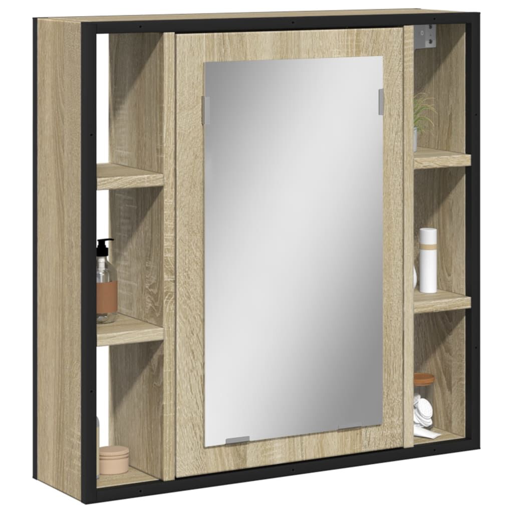 vidaXL Καθρέφτης Μπάνιου Ντουλάπι Sonoma Δρυς 60x16x60 εκ. Επεξ. Ξύλο