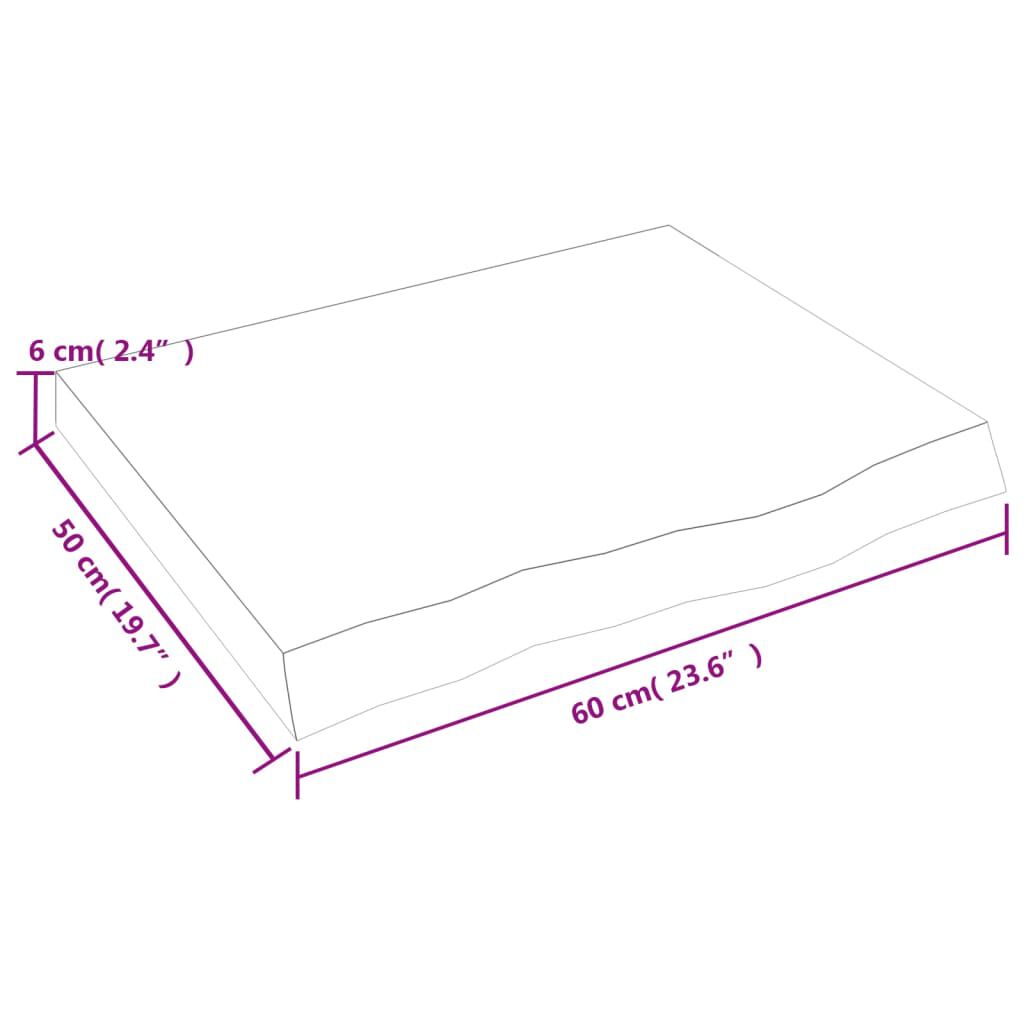 vidaXL Πάγκος Μπάνιου Αν. Καφέ 60x50x(2-6) εκ. Επεξεργ. Μασίφ Ξύλο