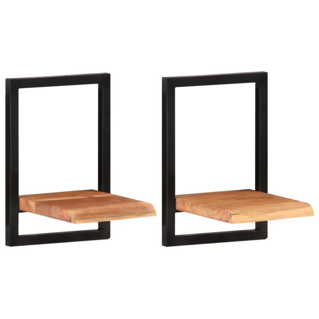 vidaXL Ράφια Τοίχου 2 Τεμ. 25x25x35 εκ. Μασίφ Ξύλο Ακακίας & Ατσάλι