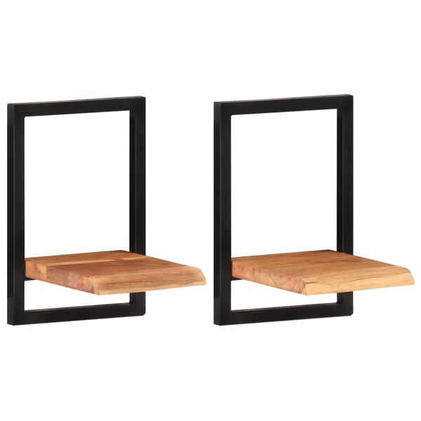 vidaXL Ράφια Τοίχου 2 Τεμ. 25x25x35 εκ. Μασίφ Ξύλο Ακακίας & Ατσάλι