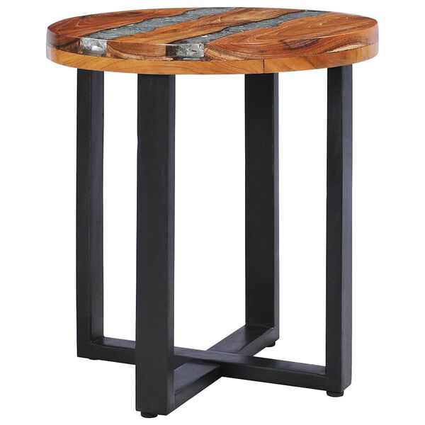vidaXL Τραπεζάκι Σαλονιού 40x45 εκ. από Μασίφ Ξύλο Teak / Συνθ. Ρητίνη