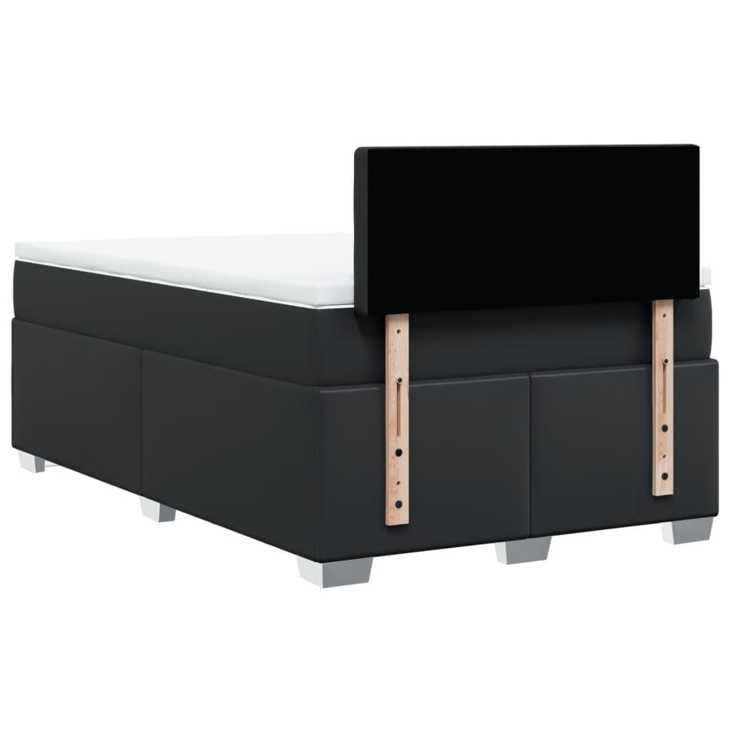 vidaXL Κρεβάτι Boxspring με Στρώμα Μαύρο 120x190εκ.από Συνθετικό Δέρμα