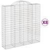 vidaXL Συρματοκιβώτια Τοξωτά 8 τεμ. 200x50x200/220 εκ. Γαλβαν. Ατσάλι