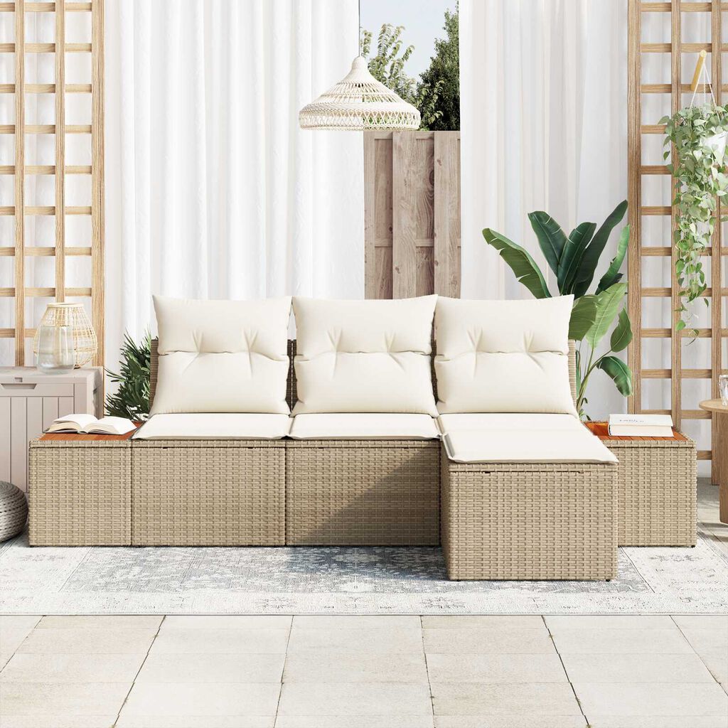 vidaXL με μαξιλάρι Ρυθμιζόμενος 4 pcs Μπεζ 239 x 117 x 37 εκ