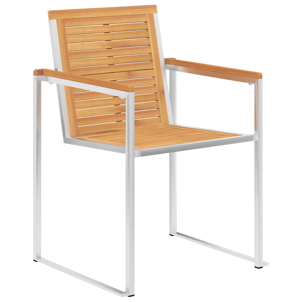 vidaXL Καρέκλες Κήπου 2 τεμ. από Μασίφ Ξύλο Teak/Ατσάλι με Μαξιλάρια