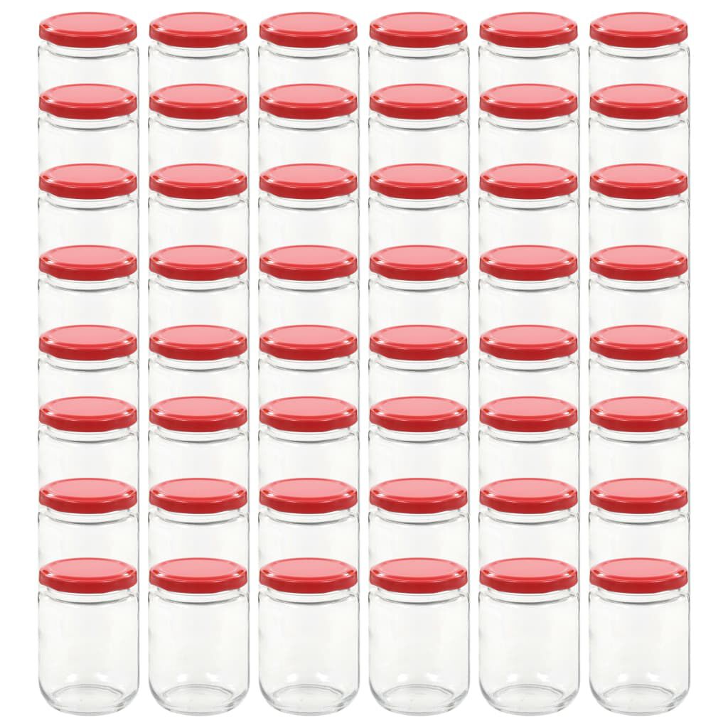 vidaXL Βάζα Μαρμελάδας 48 τεμ. 230 ml Γυάλινα με Κόκκινα Καπάκια