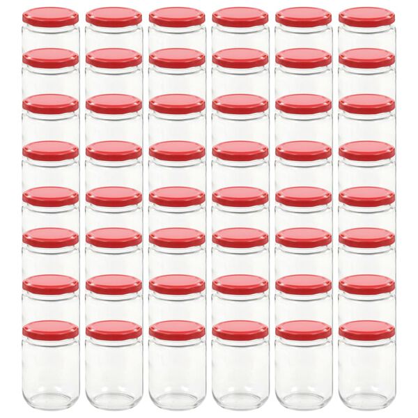 vidaXL Βάζα Μαρμελάδας 48 τεμ. 230 ml Γυάλινα με Κόκκινα Καπάκια