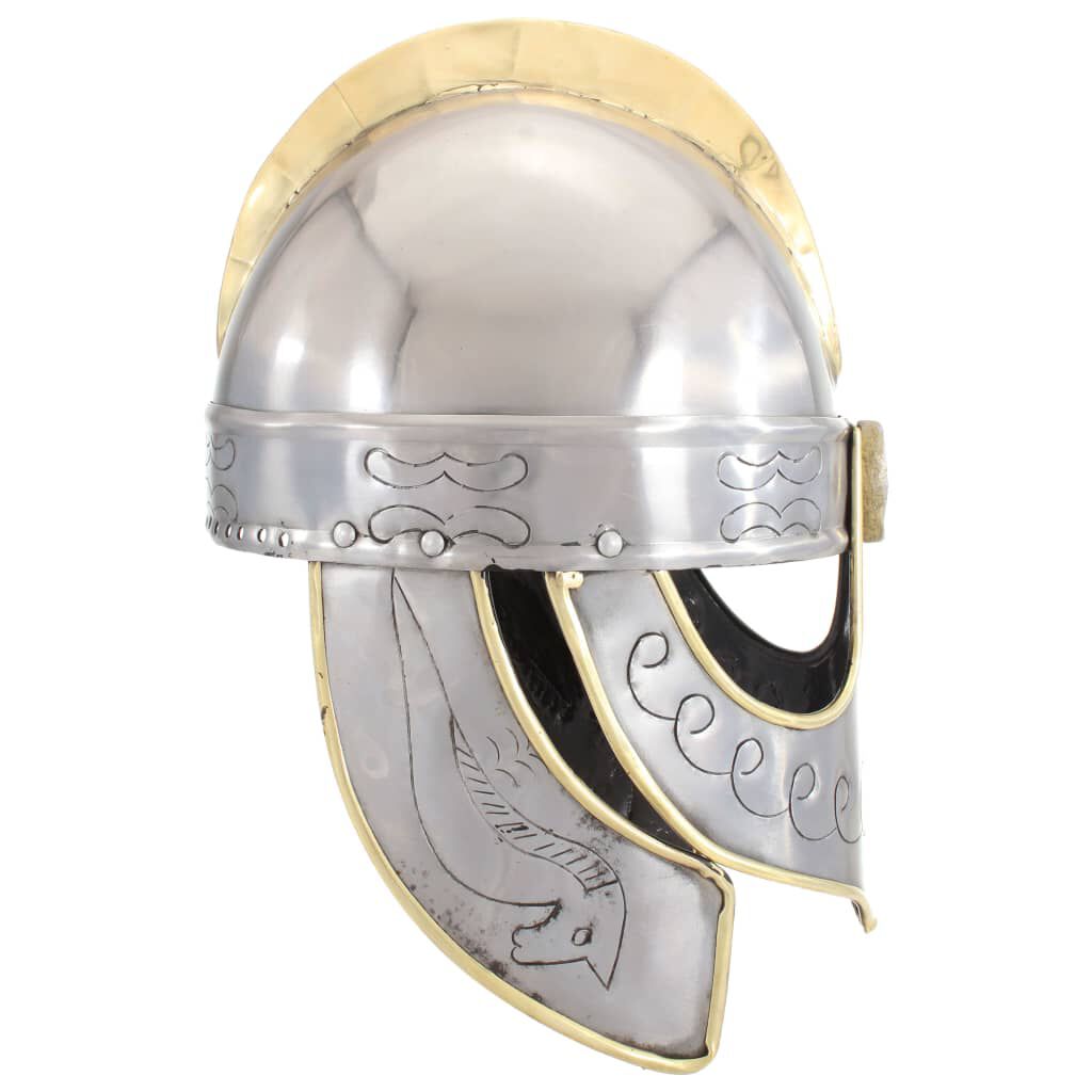 vidaXL Κράνος Beowulf Ρέπλικα Αντικέ για LARP Ασημί Ατσάλινο