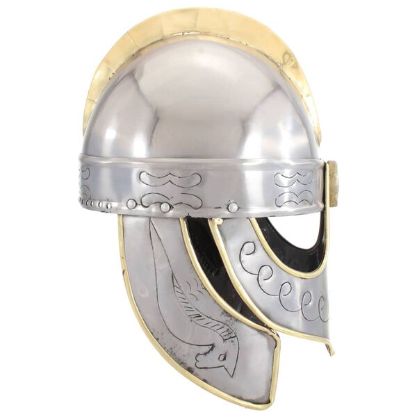 vidaXL Κράνος Beowulf Ρέπλικα Αντικέ για LARP Ασημί Ατσάλινο