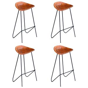 vidaXL Σκαμπό Μπαρ 4 τεμ. Καφέ από Γνήσιο Δέρμα