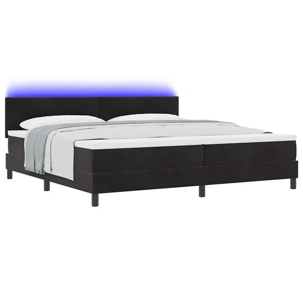 vidaXL Κρεβάτι με ελατήρια με στρώμα Μαύρο 200 x 200 cm Βελούδο