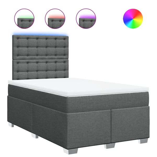 vidaXL Κρεβάτι Boxspring με Στρώμα Σκούρο Γκρι 120x190 εκ Υφασμάτινο