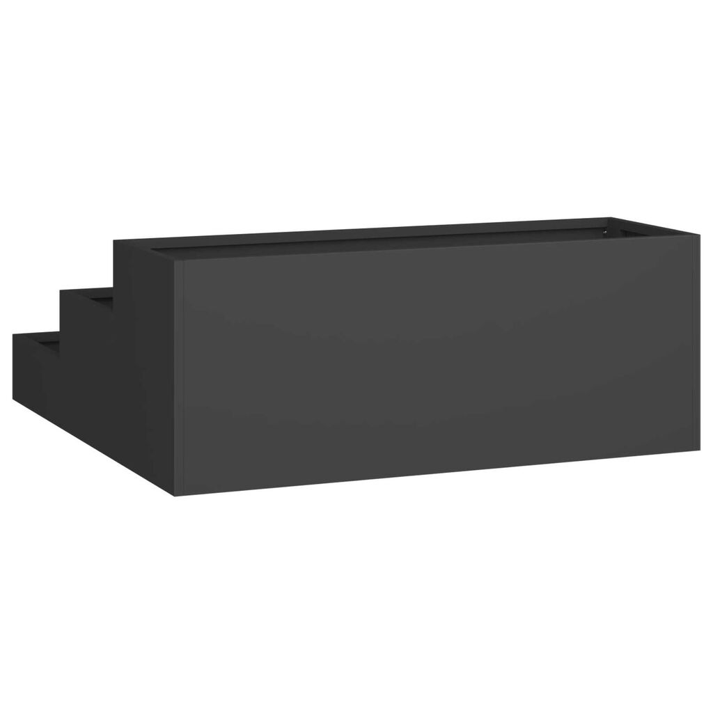 vidaXL Γλάστρα Κήπου 3-Επίπεδη 90x90x35 εκ Μαύρο Ατσάλι