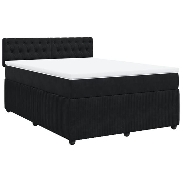 vidaXL Κρεβάτι Boxspring με Στρώμα Μαύρο 140x190 εκ. Βελούδινο