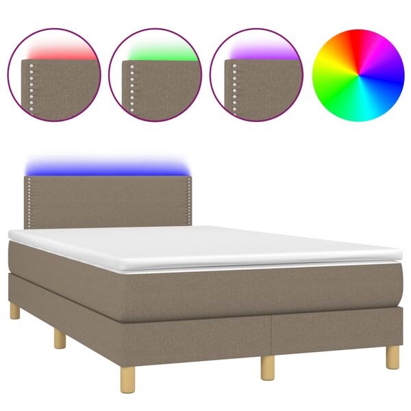 vidaXL &Kappa;&rho;&epsilon;&beta;ά&tau;&iota; Boxspring &mu;&epsilon; &Sigma;&tau;&rho;ώ&mu;&alpha; & LED Taupe 120x200 &epsilon;&kappa;. &Upsilon;&phi;&alpha;&sigma;&mu;ά&tau;&iota;&nu;&omicron;