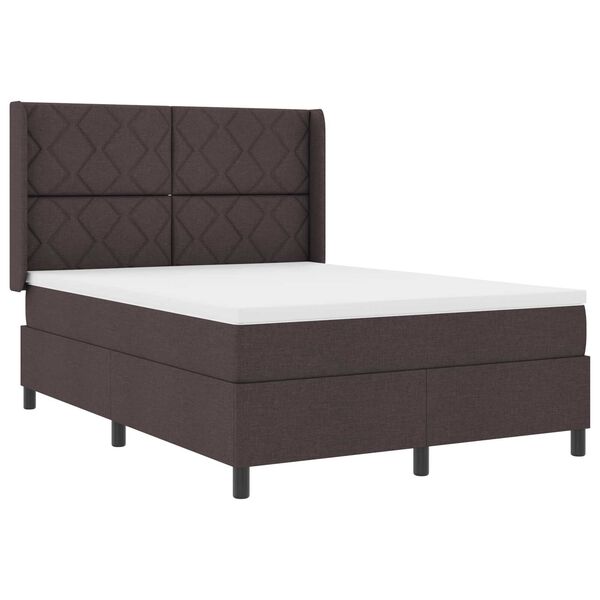 VidaXL Κρεβάτι Box Spring με Στρώμα & LED Καφέ Σκούρο 140x190 εκ. Υφασμάτινο