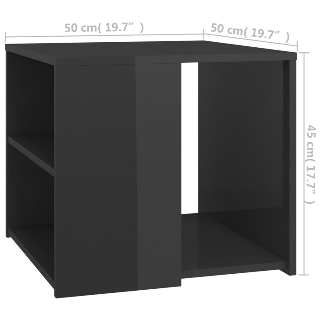 vidaXL Τραπέζι Βοηθητικό Γυαλιστερό Γκρι 50 x 50 x 45 εκ. Επεξ. Ξύλο