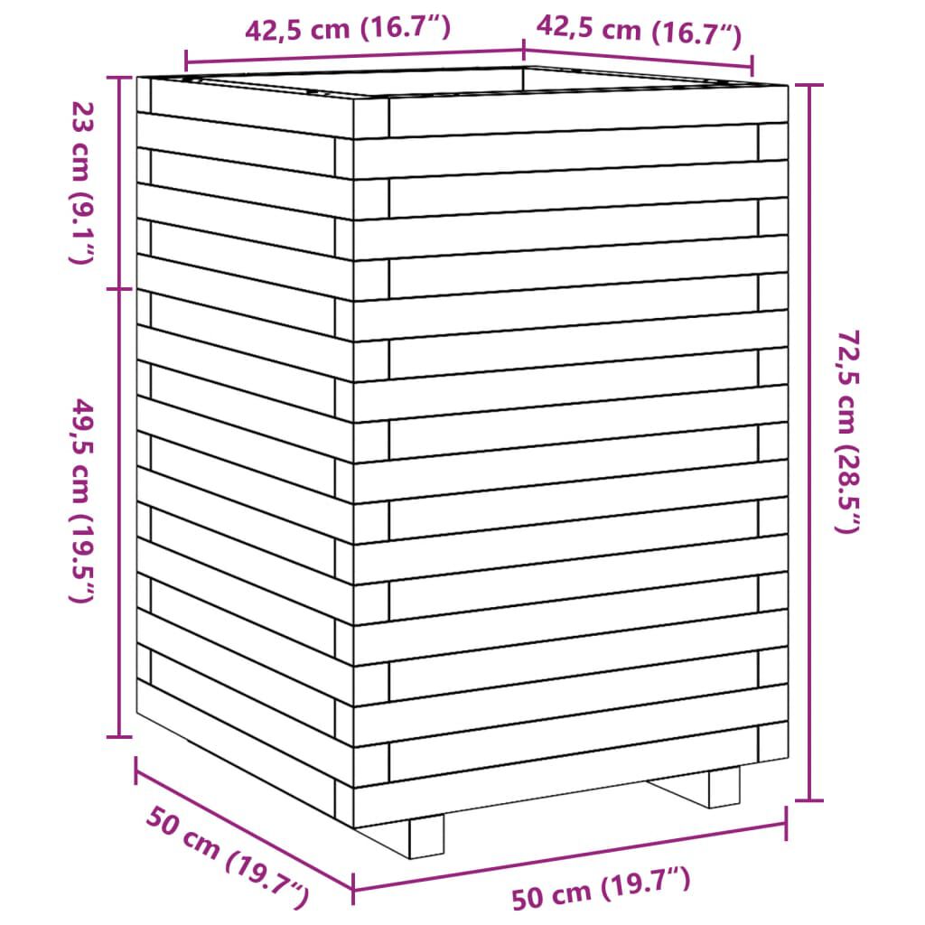 vidaXL Ζαρντινιέρα Λευκή 50x50x72,5 εκ από Μασίφ Ξύλο Πεύκου