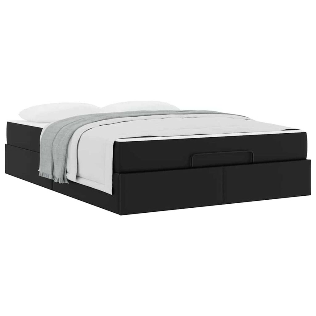 vidaXL Σκελετός κρεβατιού με στρώμα Μαύρο 140 x 200 cm Τεχνητό δέρμα