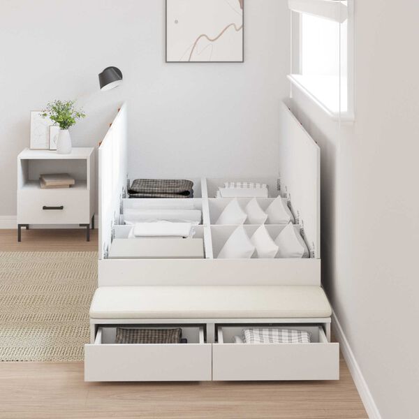 vidaXL Κρεβάτι με αποθηκευτικό χώρο Λευκό 236.5 x 90 x 31.5 εκατοστά