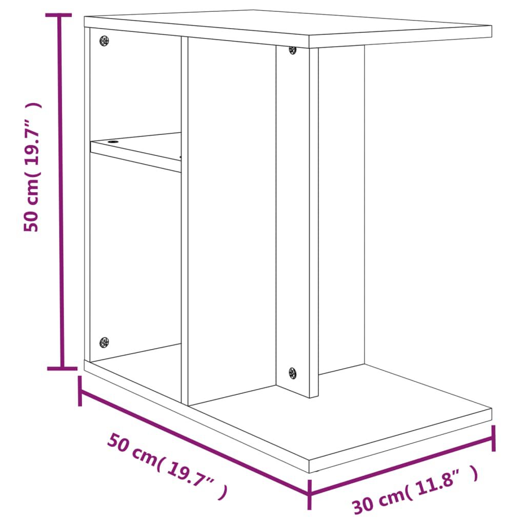 vidaXL Βοηθητικό Τραπέζι Καφέ Δρυς 50 x 30 x 50 εκ. Επεξεργασμένο Ξύλο