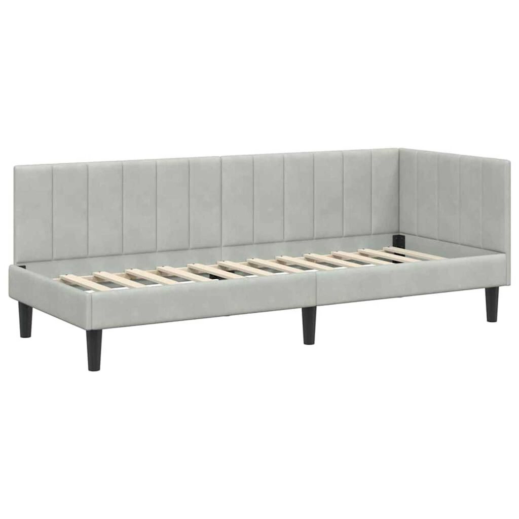 vidaXL Κρεβάτι Γωνίας με στρώμα Ανοιχτό γκρι 80 x 200 cm Βελούδο