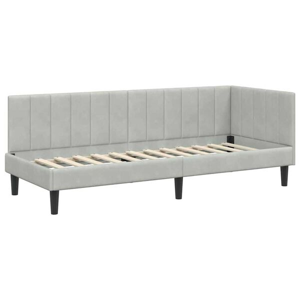 vidaXL Κρεβάτι Γωνίας με στρώμα Ανοιχτό γκρι 80 x 200 cm Βελούδο