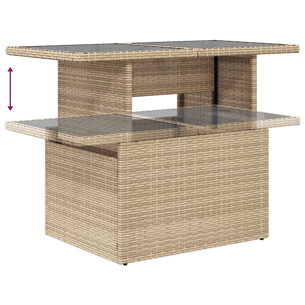 vidaXL Σετ Καναπέ Κήπου με μαξιλάρι 7 pcs Μπεζ Πολυ ράταν