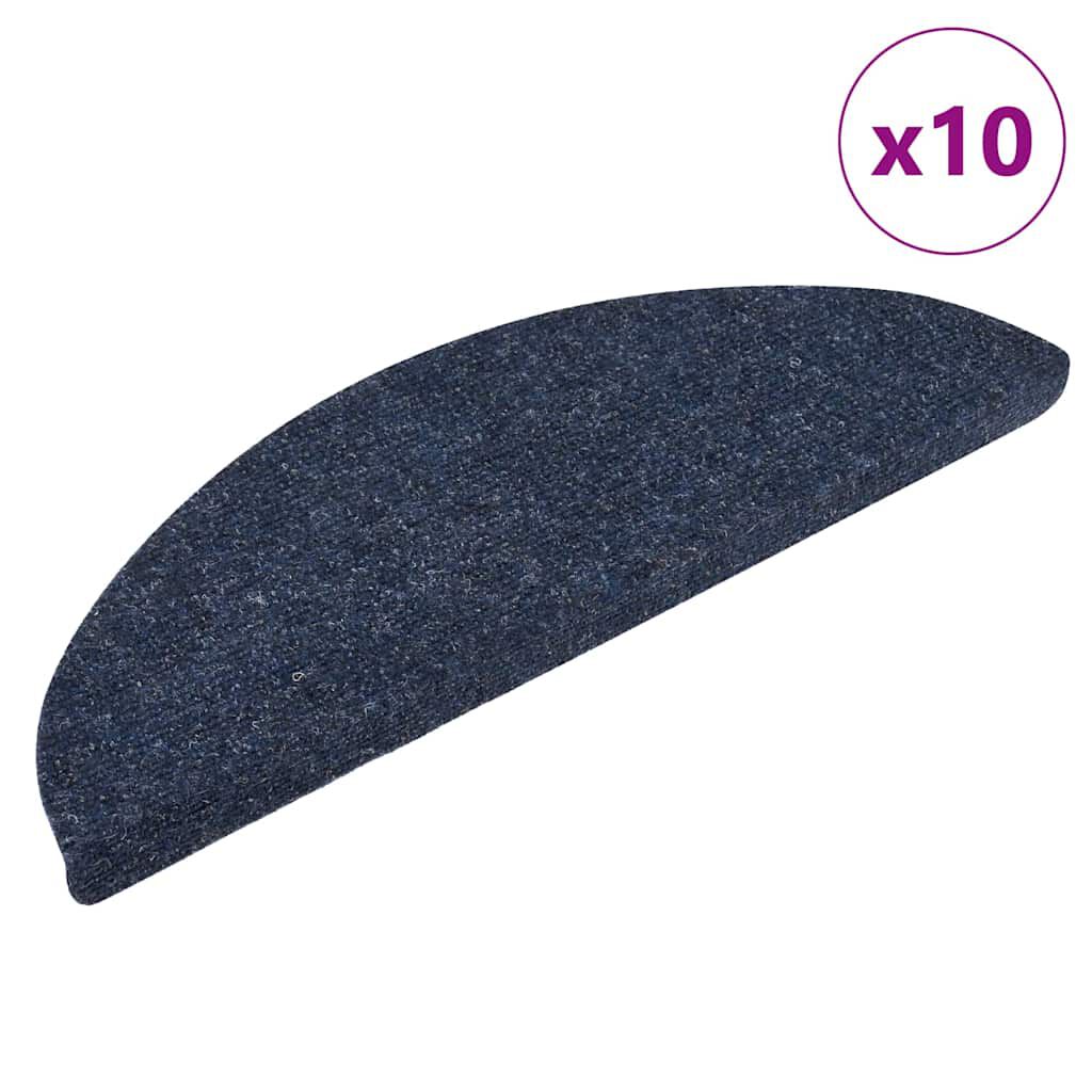 vidaXL Πατάκια Σκάλας Αυτοκόλλητα 10 τεμ. Μπλε 56x17x3 εκ Βελονιασμένα