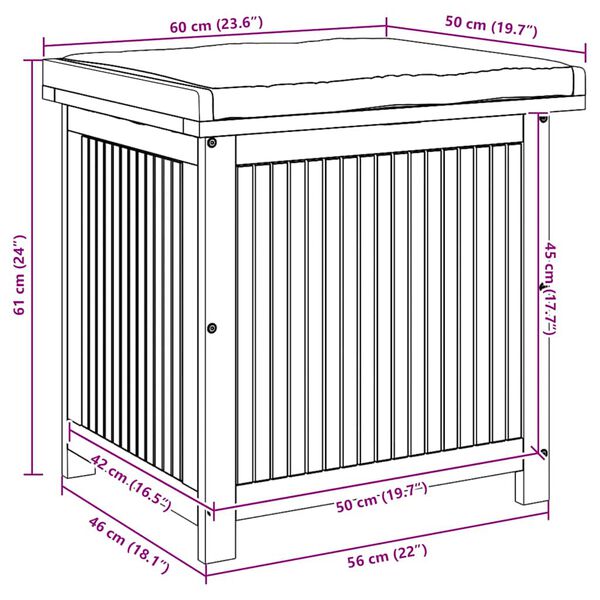 vidaXL Κουτί Μαξιλαριών Εξ. Χώρου 60x50x61 εκ. Μασίφ Ξύλο Ακακίας