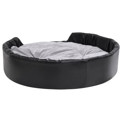 vidaXL Κρεβάτι Σκύλου Μαύρο/Γκρι 99 x 89 x 21 εκ. Βελουτέ/Συνθ. Δέρμα