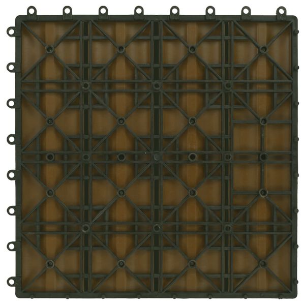 vidaXL Πλακάκια Deck 11 τεμ. Ανάγλυφα Χρώμα Teak 30x30 εκ. 1 μ² WPC