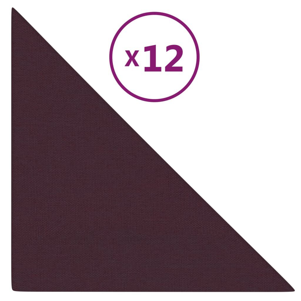 vidaXL Πάνελ Τοίχου 12 τεμ. Μοβ 30x30 εκ. 0,54 μ² Υφασμάτινα