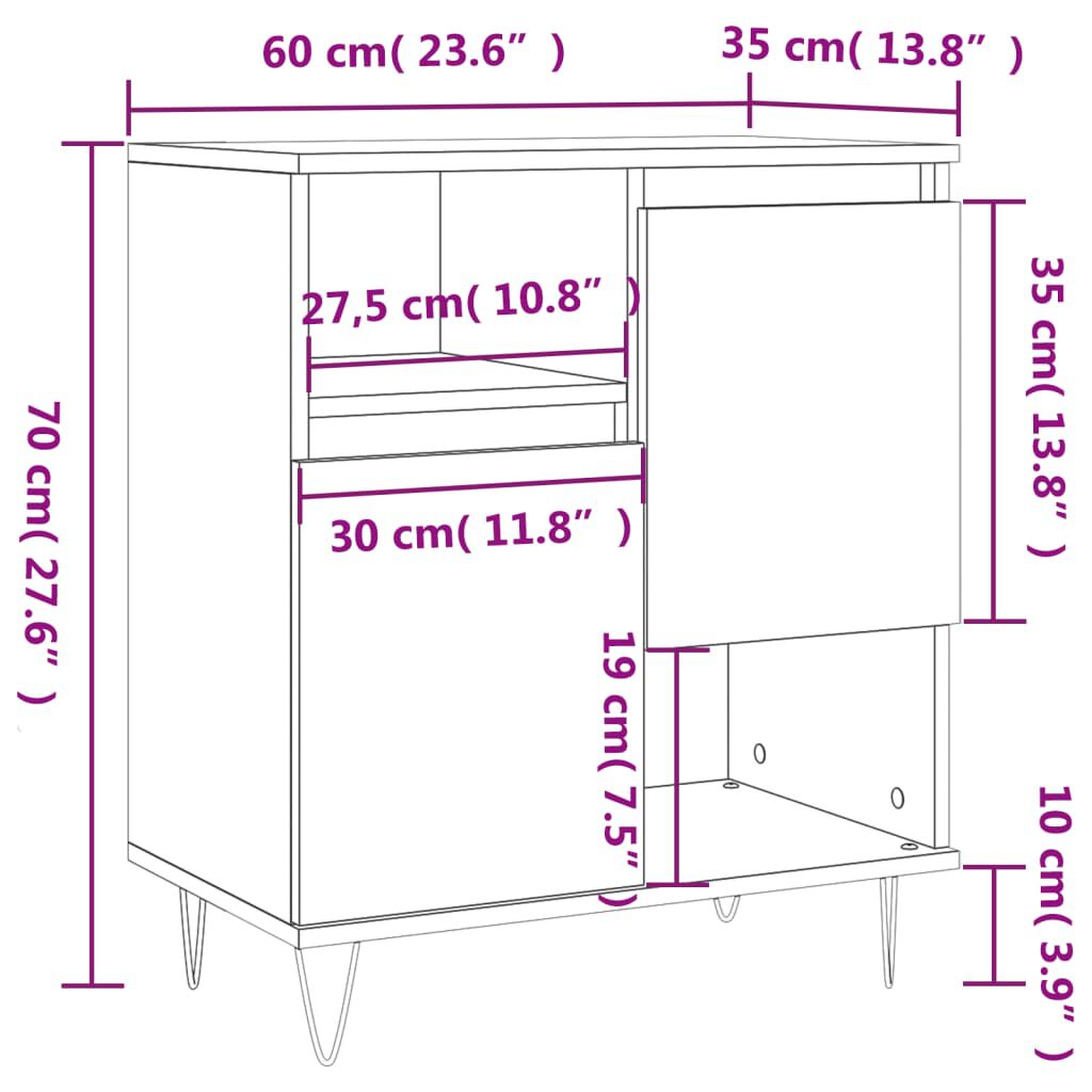 vidaXL Μπουφές Καφέ Δρυς 60x35x70 εκ. από Επεξεργασμένο Ξύλο