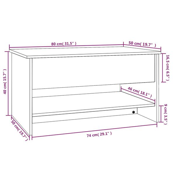 vidaXL Τραπεζάκι Σαλονιού Γκρι Sonoma 80x50x40 εκ.Επεξεργασμένο Ξύλο