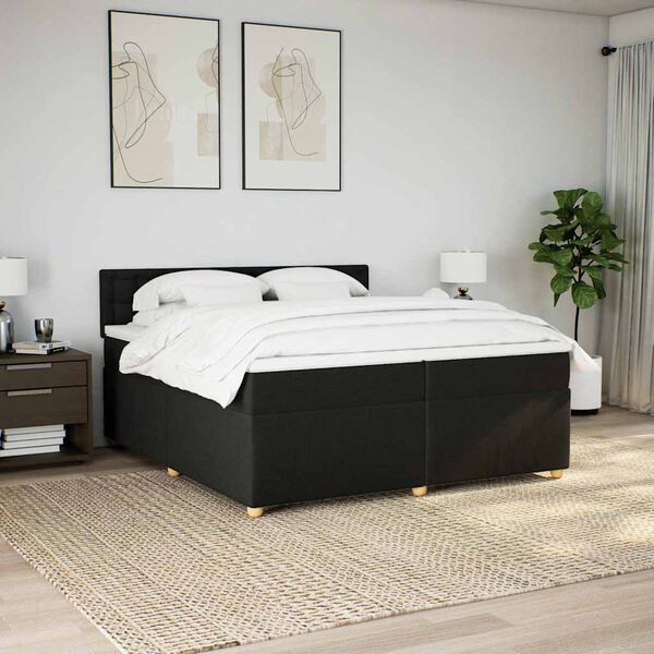 vidaXL &Kappa;&rho;&epsilon;&beta;ά&tau;&iota; Boxspring &mu;&epsilon; &Sigma;&tau;&rho;ώ&mu;&alpha; &Mu;&alpha;ύ&rho;&omicron; 200x200 &epsilon;&kappa;. &Upsilon;&phi;&alpha;&sigma;&mu;ά&tau;&iota;&nu;&omicron;