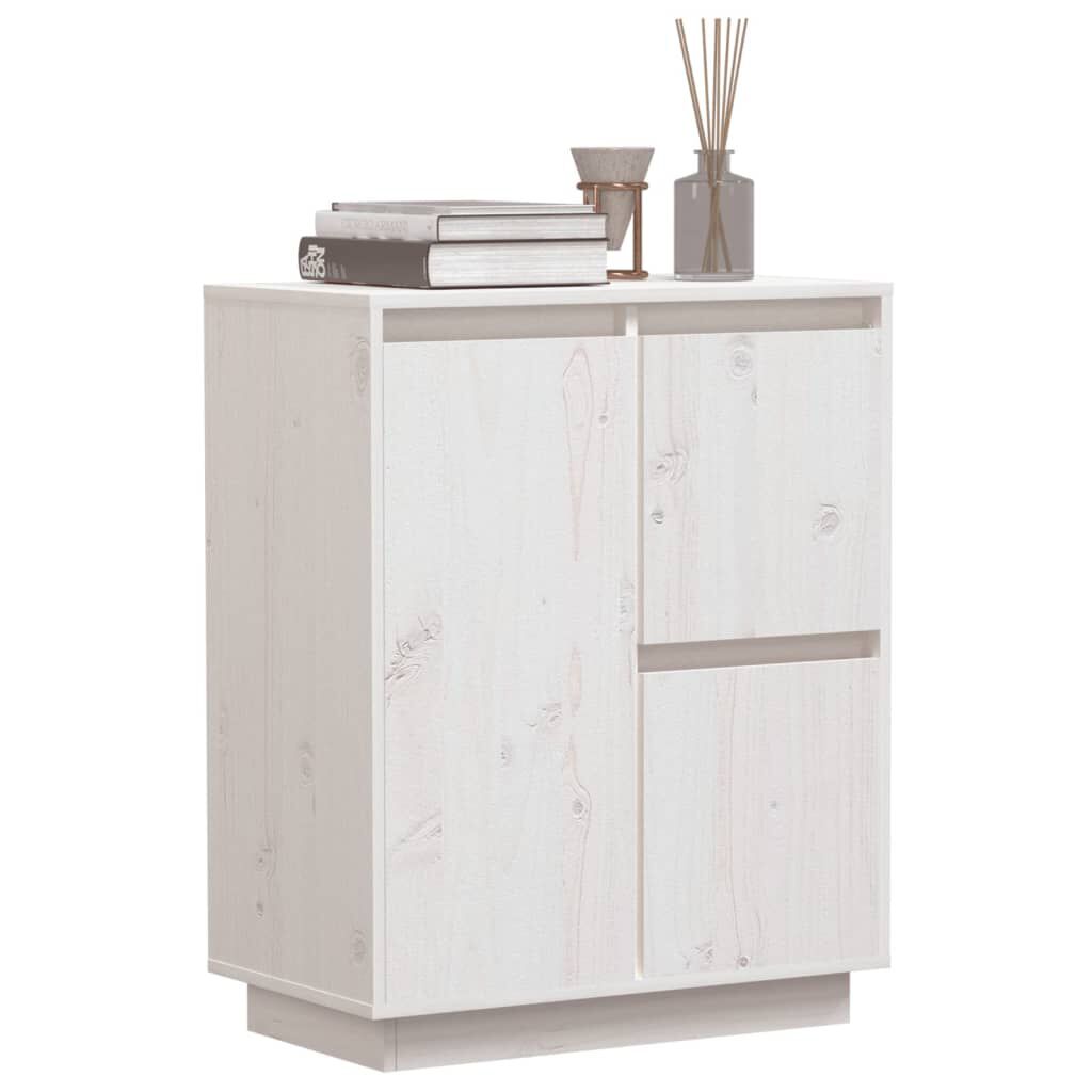 vidaXL Ντουλάπι Λευκό 60 x 34 x 75 εκ. από Μασίφ Ξύλο Πεύκου
