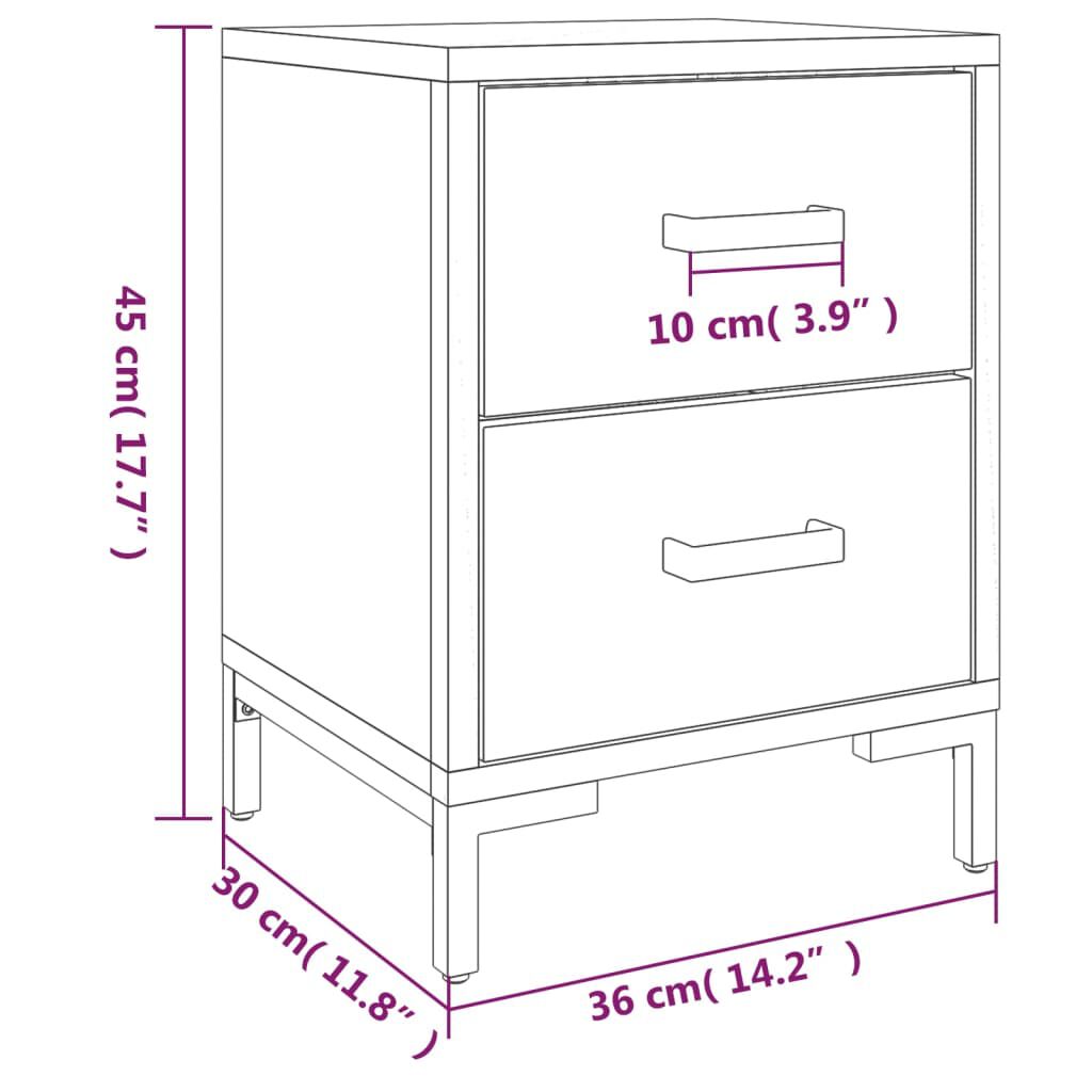 vidaXL Κομοδίνο Μαύρο 36 x 30 x 45 εκ. από Μασίφ Ξύλο Πεύκου