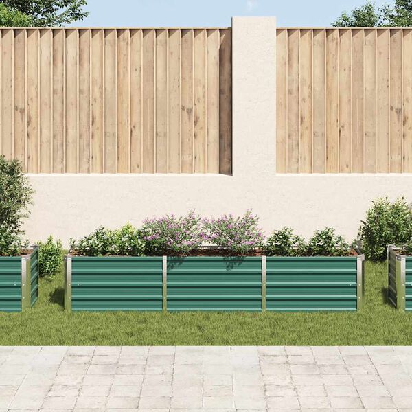 vidaXL Ζαρντινιέρα Υπερυψωμένη Πράσινη 240x40x45 εκ. Γαλβαν. Χάλυβας