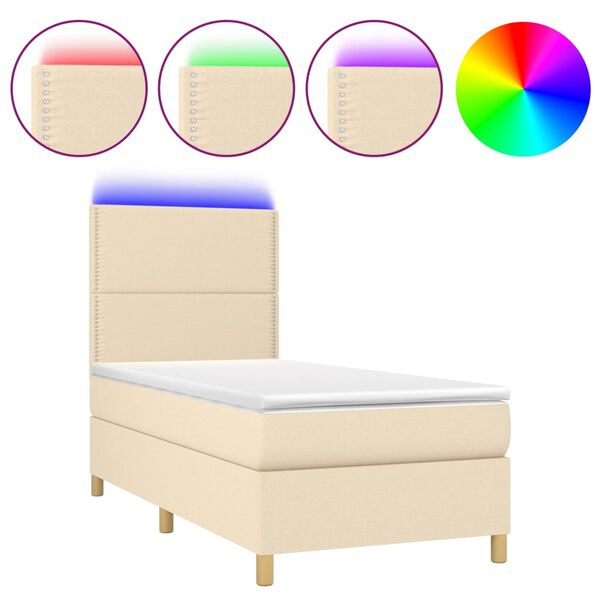 vidaXL &Kappa;&rho;&epsilon;&beta;ά&tau;&iota; Boxspring &mu;&epsilon; &Sigma;&tau;&rho;ώ&mu;&alpha; & LED &Kappa;&rho;&epsilon;&mu; 100x200 &epsilon;&kappa;. &Upsilon;&phi;&alpha;&sigma;&mu;ά&tau;&iota;&nu;&omicron;