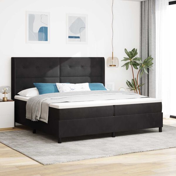 κρεβάτι Box Spring vidaXL με στρώμα Μαύρο 200x200 εκ Βελούδο