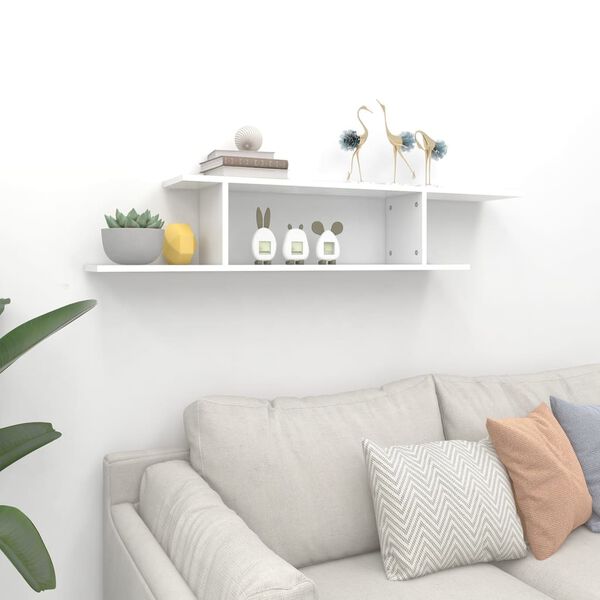 vidaXL Ράφι Τηλεόρασης Επιτοίχιο Λευκό 125x18x23 εκ. από Επεξ. Ξύλο
