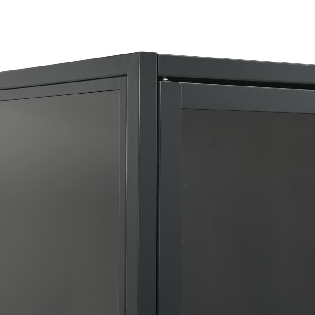 vidaXL Μπουφές Ανθρακί 80 x 35 x 135 εκ. από Ατσάλι και Ψημένο Γυαλί
